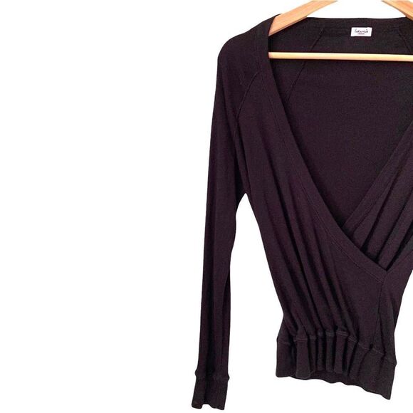 Splendid Black Wrap Long Sleeve Top in Size Medium - Picture 3 of 8